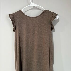 Brown Ruffle Sleeve Top